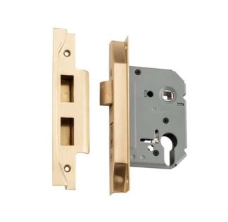 Mortice Lock Euro Rebated Satin Brass CTC47.5mm Backset 57mm