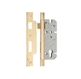 6108 - Mortice Lock Euro Rebated Satin Brass CTC85mm Backset 45mm