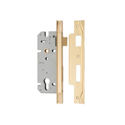 6108 - Mortice Lock Euro Rebated Satin Brass CTC85mm Backset 45mm - Image 2
