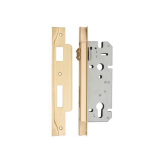 6112 - Mortice Lock Roller Euro Rebated Satin Brass CTC85mm Backset 45mm