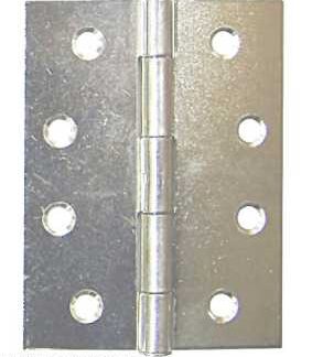 Steel Butt Hinge -100x75mm - Fixed Pin - Zinc Plated