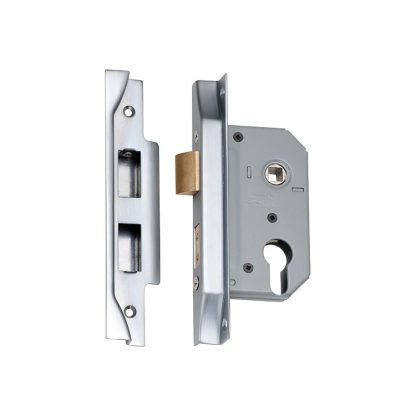 Mortice Lock Euro Rebated Satin Chrome CTC47.5mm Backset 46mm
