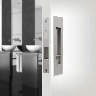 Cavity Sliding Door Privacy Lock Set. Satin Chrome. Mardeco