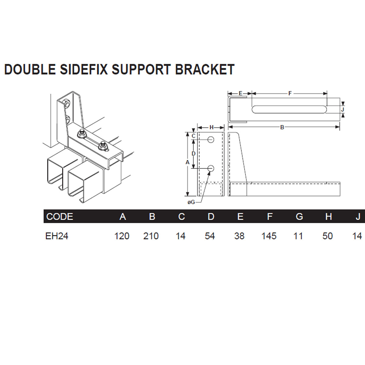 Eltrak EH24 - Double Overhead Support Bracket - 650KG - Image 5