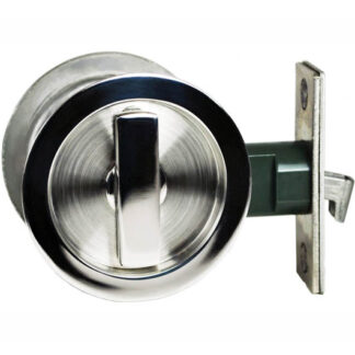 Cavity Sliding Door Privacy Lock Round Polished Stainless