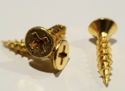 Longthread Wood Screw. Brass Plated
