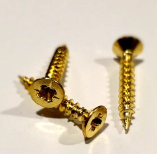 Pozi Drive Longthread Screws Brass plated finish.