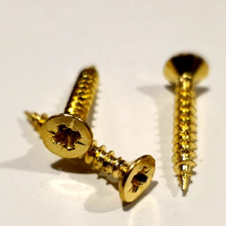 Pozi Drive Longthread Screws Brass plated finish.