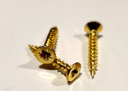 Pozi Drive Longthread Screws Brass plated finish.