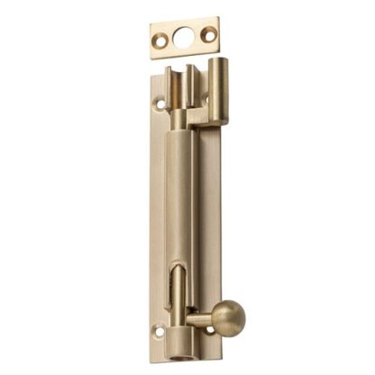 6677 - Barrel Bolt - Offset- 100x25mm Satin Brass