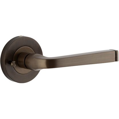 Privacy Door Handle. Annecy Lever. Round Rose. - Signature Brass