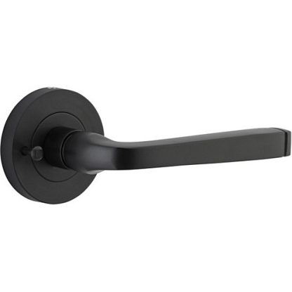 Privacy Door Handle. Annecy Lever. Round Rose. - Matt Black