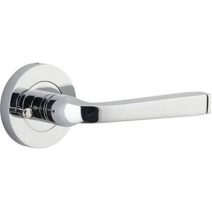 Privacy Door Handle. Annecy Lever. Round Rose. - Polished Chrome