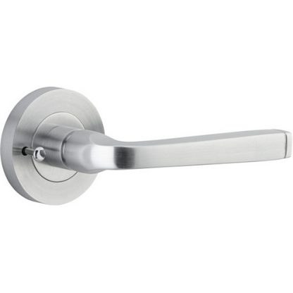 Privacy Door Handle. Annecy Lever. Round Rose. - Brushed Chrome