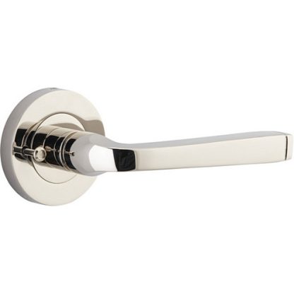Privacy Door Handle. Annecy Lever. Round Rose. - Polished Nickel