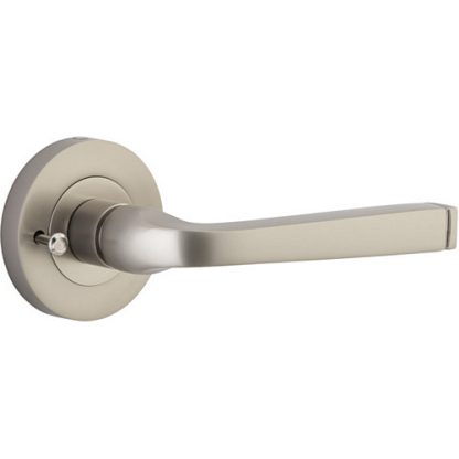 Privacy Door Handle. Annecy Lever. Round Rose. - Satin Nickel