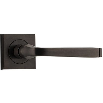 Passage Door Handle. Annecy Lever. Square Rose. - Signature Brass