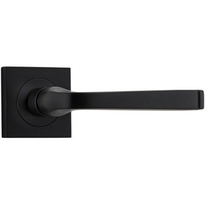 Passage Door Handle. Annecy Lever. Square Rose. - Matt Black