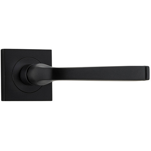 Passage Door Handle. Annecy Lever. Square Rose. - Matt Black
