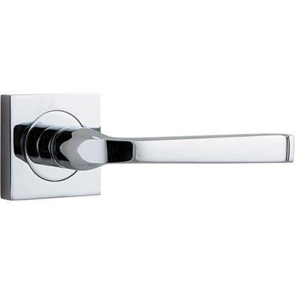 Passage Door Handle. Annecy Lever. Square Rose. - Polished Chrome