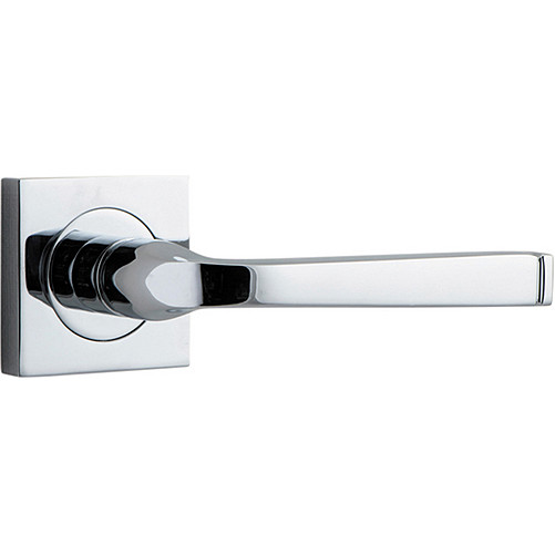 Passage Door Handle. Annecy Lever. Square Rose. - Polished Chrome