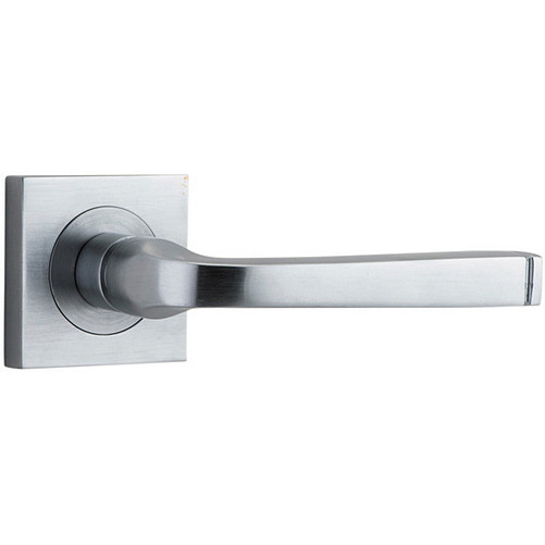 Passage Door Handle. Annecy Lever. Square Rose. - Brushed Chrome