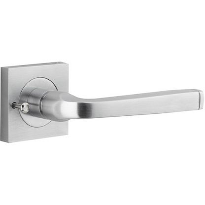 Privacy Door Handle. Annecy Lever. Square Rose. - Brushed Chrome