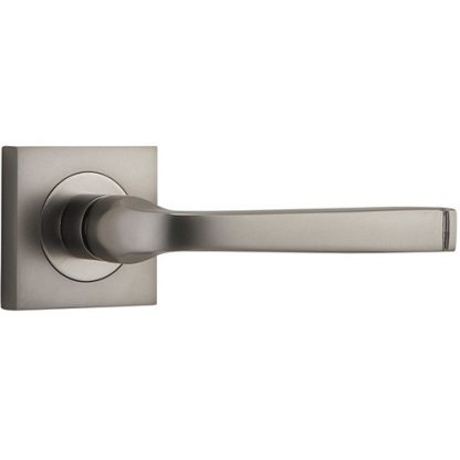 Passage Door Handle. Annecy Lever. Square Rose. - Satin Nickel
