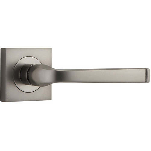 Passage Door Handle. Annecy Lever. Square Rose. - Satin Nickel