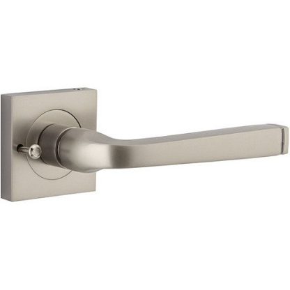 Privacy Door Handle. Annecy Lever. Square Rose. - Satin Nickel