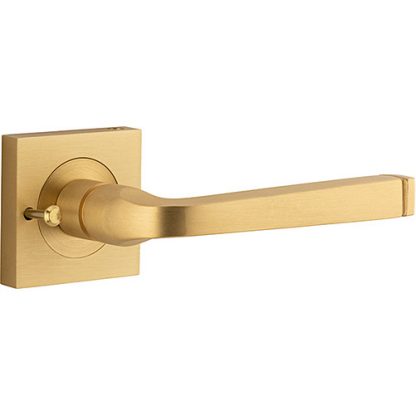 Privacy Door Handle. Annecy Lever. Square Rose. - Brushed Brass