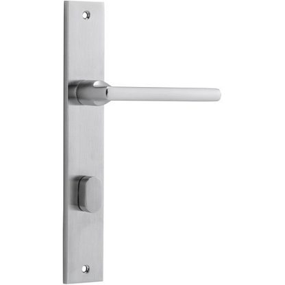 Privacy Door Handle. Baltimore Lever Rectangular. - Brushed Chrome