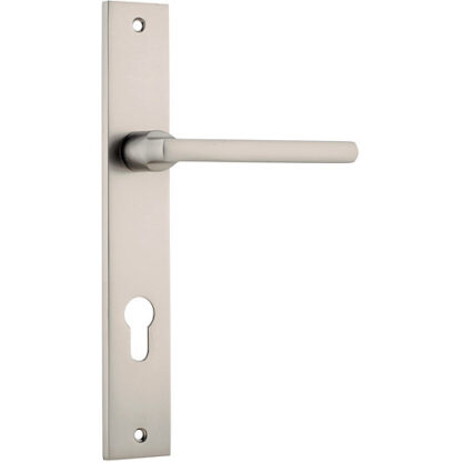 Entrance Door Handle. Baltimore Rectangular. - Satin Nickel