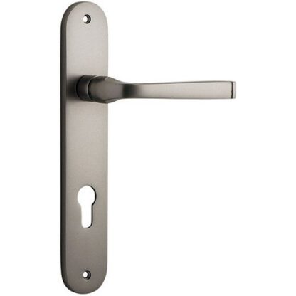Entrance Door Handle. Annecy Lever Oval. - Satin Nickel