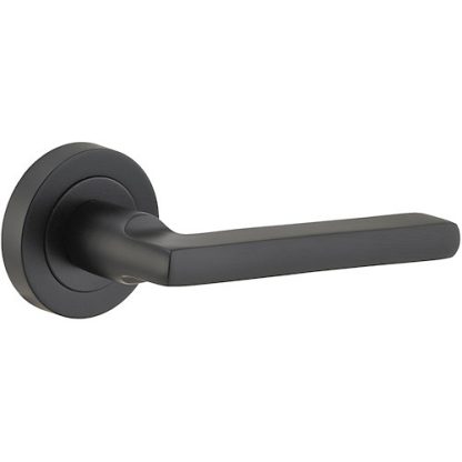 Passage Door Handle. Baltimore Round Rose. - Matt Black