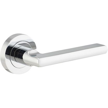 Passage Door Handle. Baltimore Round Rose. - Polished Chrome