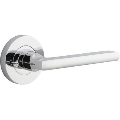 Privacy Door Handle. Baltimore Round Rose. - Polished Chrome
