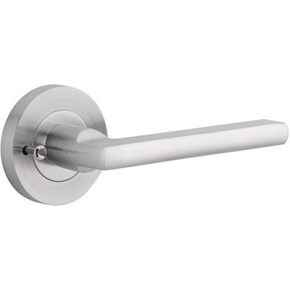 Privacy Door Handle. Baltimore Round Rose. - Brushed Chrome
