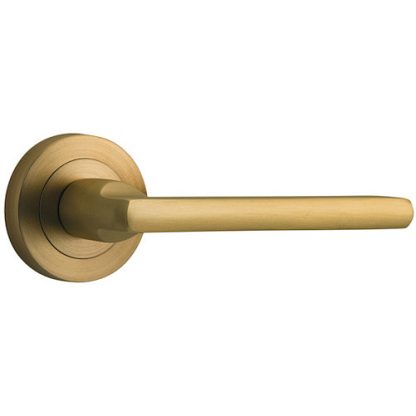 Passage Door Handle. Baltimore Round Rose. - Brushed Brass