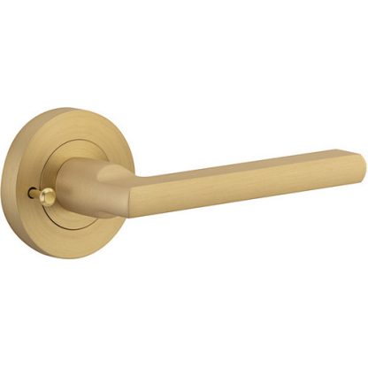 Privacy Door Handle. Baltimore Round Rose. - Brushed Brass