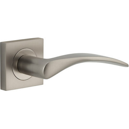 Passage door handle . Oxford Square Rose. - Satin Nickel