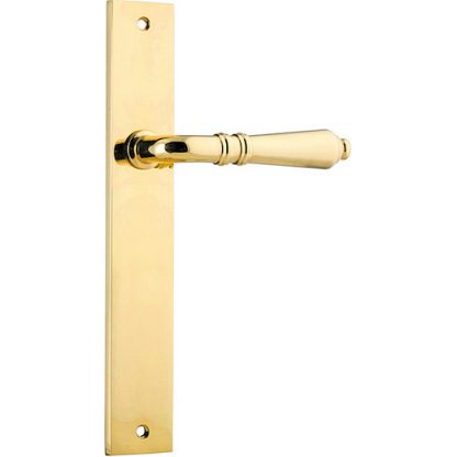 Passage Door Handle. Sarlat Lever Rectangular. - Polished Brass