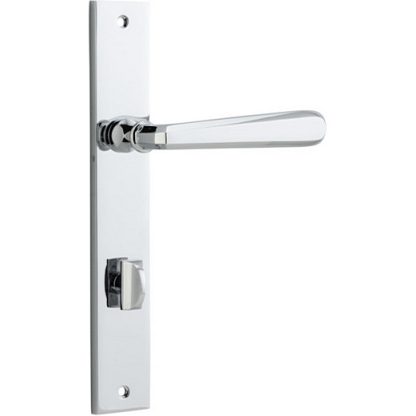 Privacy Door Handle. Copenhagen Lever, Rectangular. - Polished Chrome