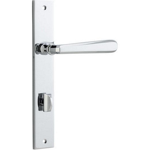 Privacy Door Handle. Copenhagen Lever, Rectangular. - Polished Chrome