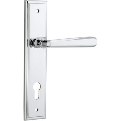 Entrance Door Handle. Copenhagen Lever, Stepped. - Polished Chrome