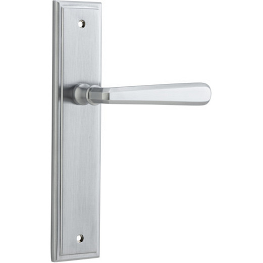 Passage Door Handle. Copenhagen Lever, Stepped. - Brushed Chrome
