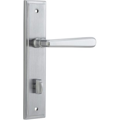 Privacy Door Handle. Copenhagen Lever, Stepped. - Brushed Chrome