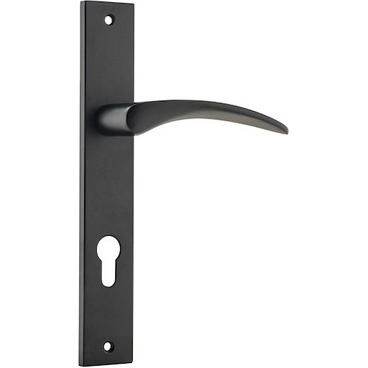 Entrance Door Handle. Oxford Lever Rectangular. - Matt Black