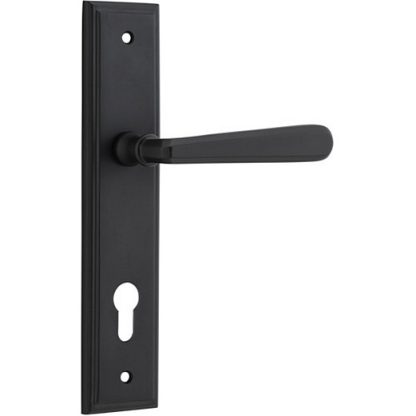 Entrance Door Handle. Copenhagen Lever, Stepped. - Matt Black