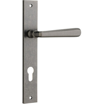 Entrance Door Handle. Copenhagen Lever, Rectangular. - Distressed Nickel